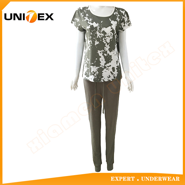 Women's Pajama Set Short Sleeve Top with Long Pant