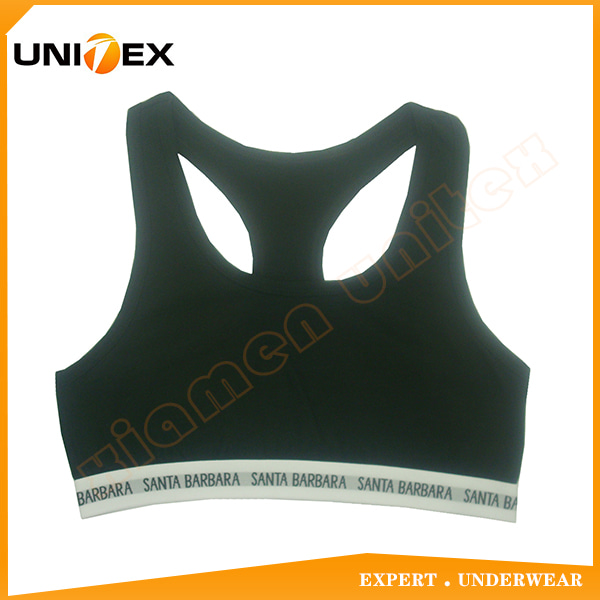 Simple design comfortable solid black color cotton women’s ladies sport bra female underwear
