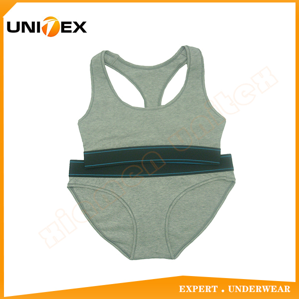 Factory Customized Basic Cotton Fabric Women’s Sports Bra and Panty Set