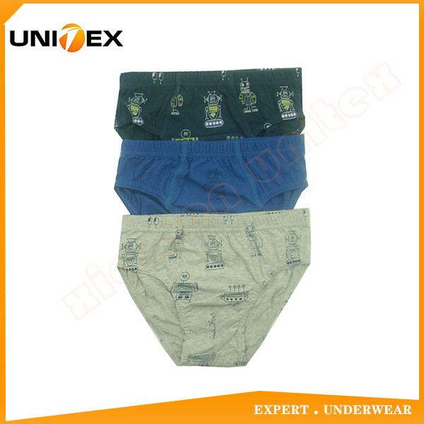 Professional customized 3-pack basic 100% cotton fabric boy's briefs underwear