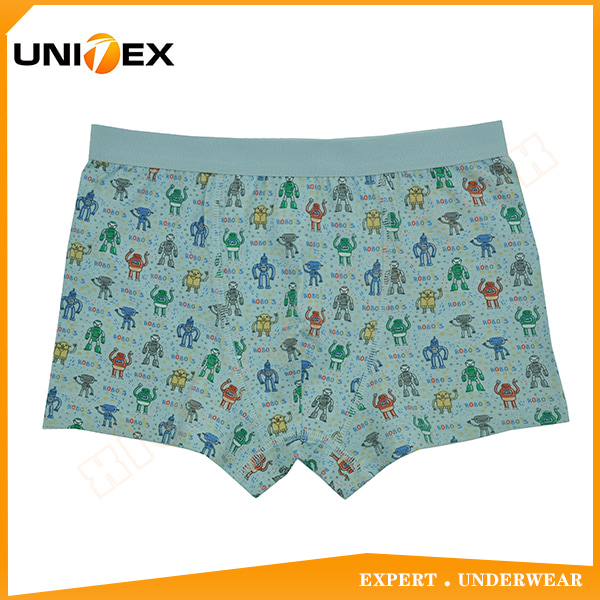 Cute overall print cotton fabric boy's boxer shorts kid underwear