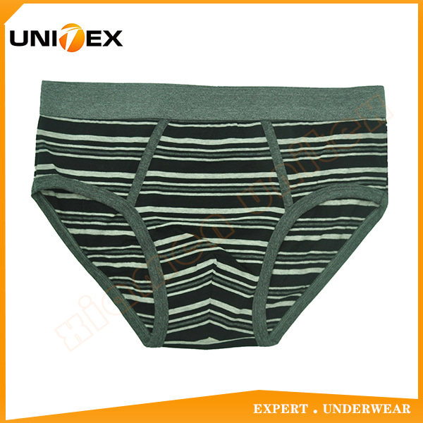 Hot Sale Customized Stripe Yarn Dyed Fabric Men's Bikini Slip Briefs Cotton Underwear