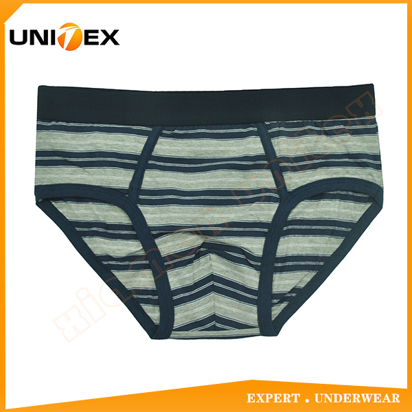 Hot Sale Fashional Stripe Yarn Dyed Fabric Men's Slip Briefs Cotton Underwear