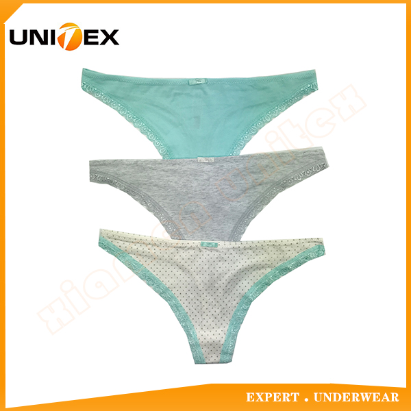 Customized Print Soft Cotton Fabric Sexy Women’s String 3PCS Set Female Briefs Underwear