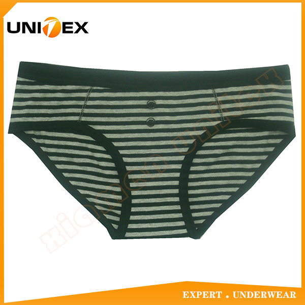 Young Style Stripe Yarn Dyed Cotton Fabric Women's Briefs Underwear