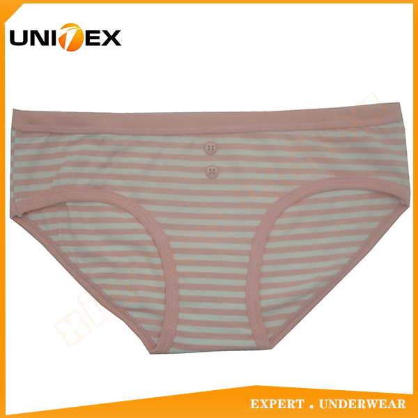 Stripe Yarn Dyed Women's Panties Underwear with Button