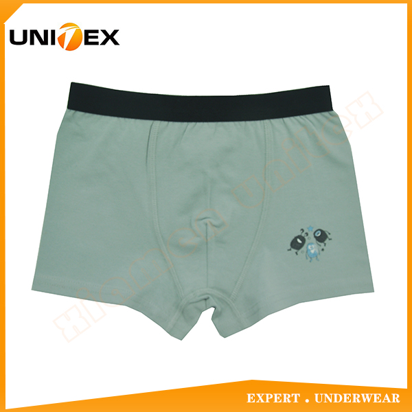 Breathable Solid Color Fabric With Cute Cartoon Boy's Trunk Boxer Underwear