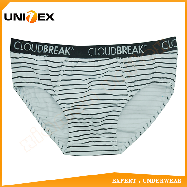 Kids Stripe Printing Cotton Fabric Outer Elastic with Jacquard Boy's Briefs Underwear