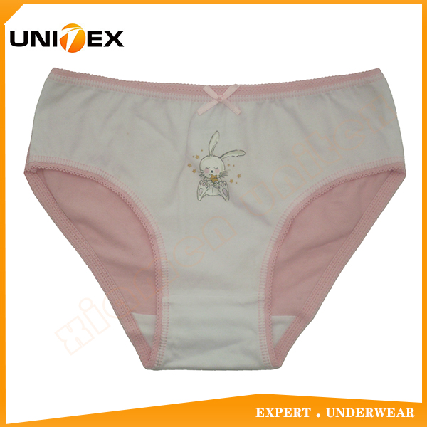 Heat Transfer Printing Fashion Girls Brief Cotton Fabric Kid Underwear