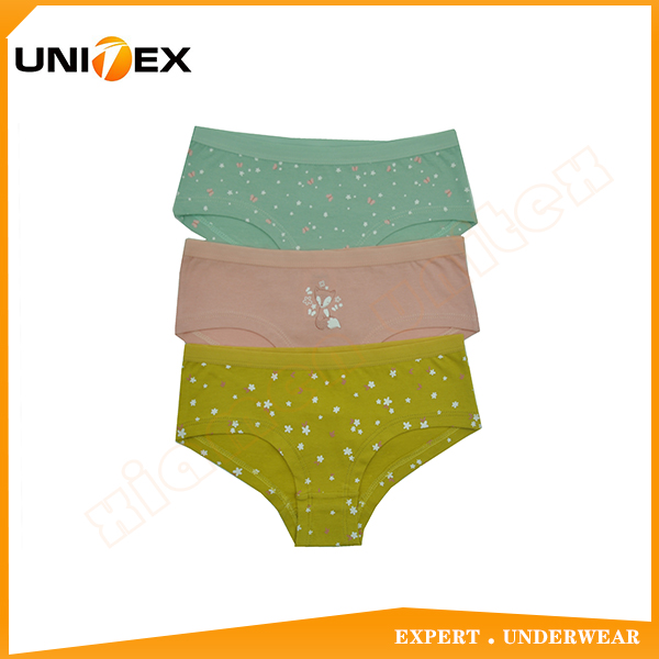 Cute Water All Over Print 100% Cotton Fabric Teen Girl's 3PCS Hipster Briefs Underwear