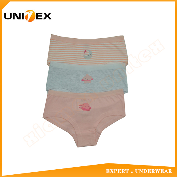 Teen Girls Basic Underpant 100%Cotton Fabric Girl's 3PCS Hipster Brief