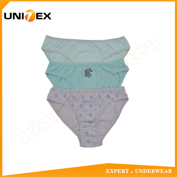 Professional Customized 100%Cotton Fabric Girl's 3PCS Set Bikini Briefs