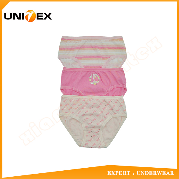 Hot Sale Girl’s Bikini Brief Cotton Fabric 3PCS Set Girl Brief Underwear