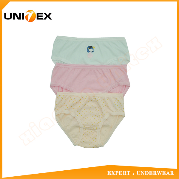 Teen Girls Basic Sexy Bikini Stylish 100%Cotton Fabric Girl's 3PCS Brief Underwear