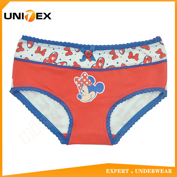 Sweetly Cartoon Design 100% Cotton Fabric Girl's Brief Girls Underwear