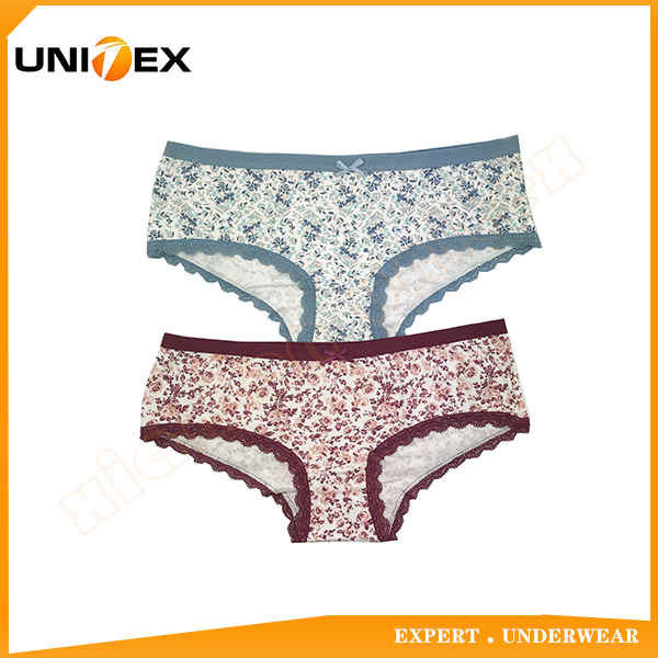 Ladies Basic Briefs Cotton Spandex Print Fabric Women’s 2pcs set Briefs Underwear