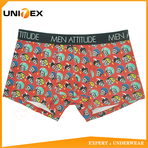 Professional Customized Printed Fabric All Over Print Soft Handfeel Men Attitude Boxer Shorts Underwear