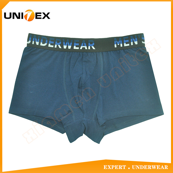 Factory OEM Classic Stylish Navy Solid Cotton Spandex Fabric Men's Boxer Briefs Underwear