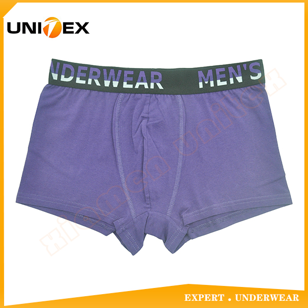 Factory Manufacturer Men Classic Stylish Purple Solid Cotton Elastane Fabric Men's Boxer Shorts Underwear