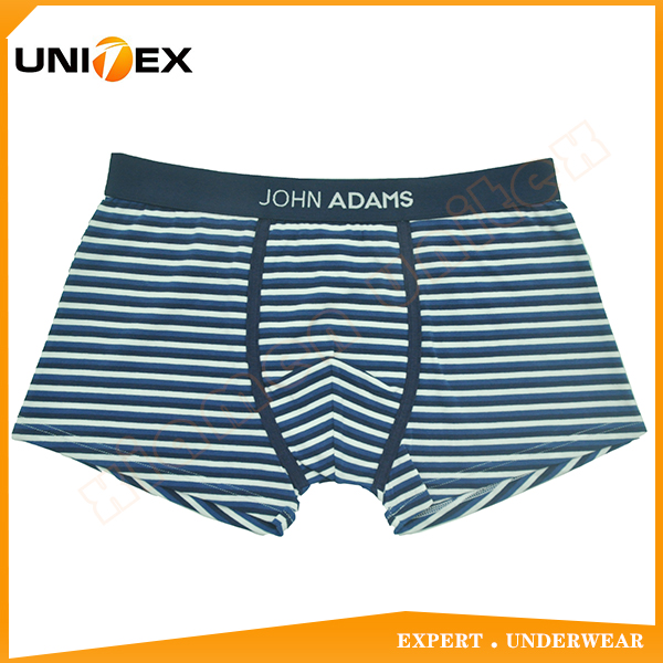 Central Jacquard Logo Elastic Professional Stripe Yarn Dyed Cotton Spandex Fabric Men's Boxer Shorts Underwear