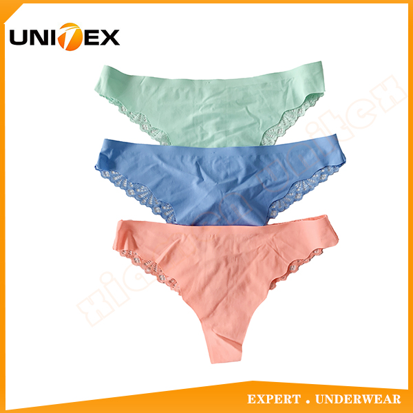 Professinal Customized SexyBriefs Nylon Fabric Womens Underpants Women's Slip Underwear 3pcs Zigzag Stitching Solid Colors