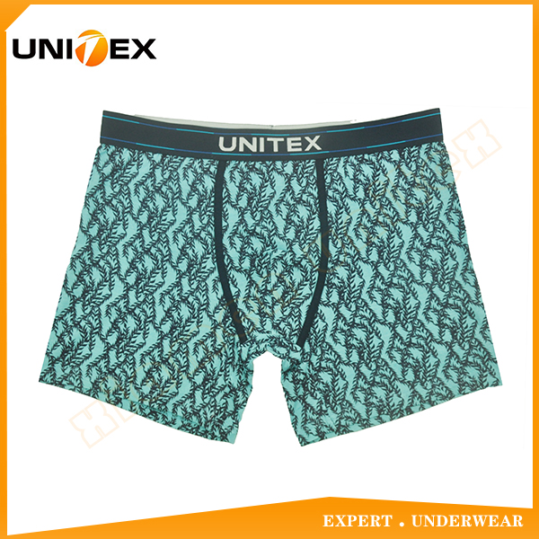 Customized Knitted Underwear Jacquard Unitex Elastic Printing Moisture Wicking Underwear For Men Boxer Briefs Viscose Elastane Fabric