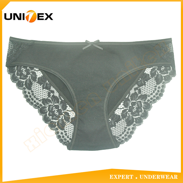 Women's Sexy Briefs Lace Underwear Slip Zigzag Stitching Solid Color