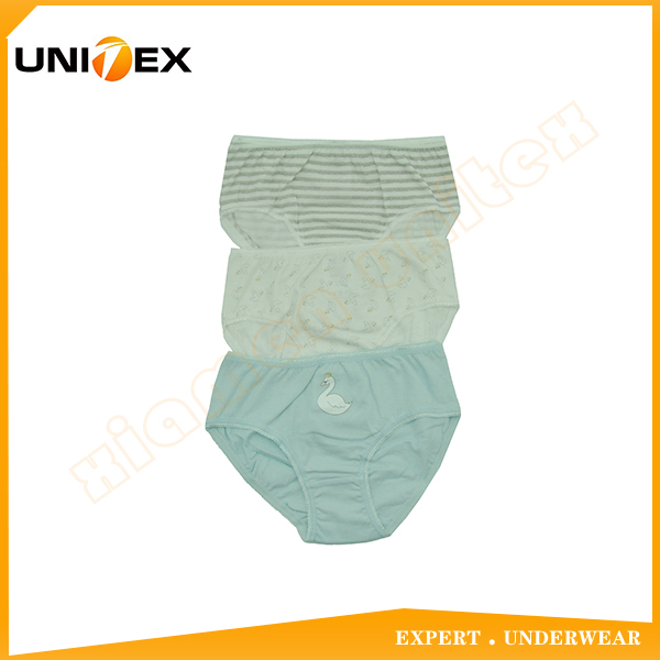 Professional Customized Basic Soft Cotton Fabric Girls Brief Underwear 3PCS Bikini Briefs