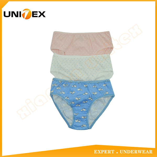 Professional Customized Basic Soft Cotton Fabric Teen Girls Briefs Short 3PCS Bikini Briefs