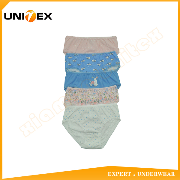 Professional Customized Basic Soft Cotton Fabric Girl's Boxer Briefs Underwear 5PCS Bikini Briefs