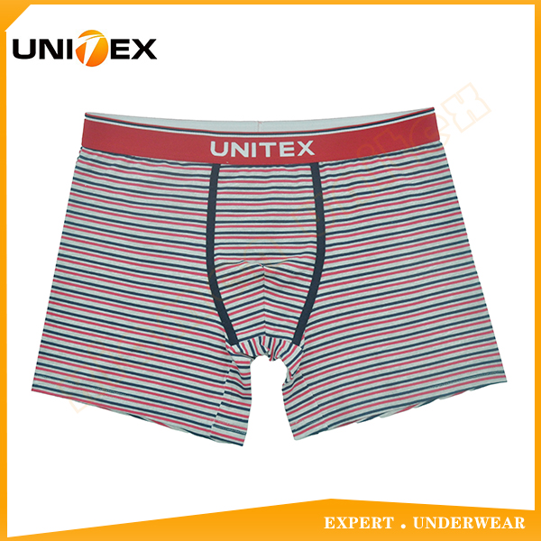 Outside Jacquard Unitex Elastic with Stripe Yarn Dyed Cotton Fabric Men's Moisture Wicking Boxer Briefs