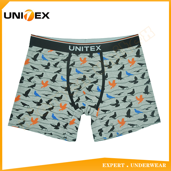 Cotton Spandex Fabric Outside Jacquard Elastic Printed Men's Breathable Boxer Briefs Underwear 