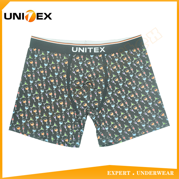 China Underwear Manufacturer OEM Outside Jacquard Elastic Men's Printed Boxer Briefs
