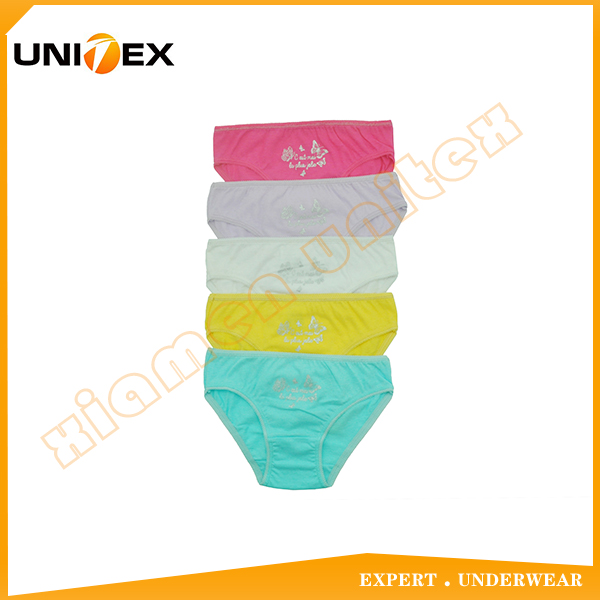 5PCS Basic Cotton Bikini Briefs Underwear For Girls