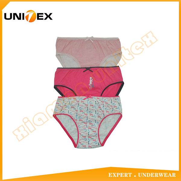 Custom Breathable Underwear Teen Girl's 3PCS Bikini Briefs Girls Brief Underwear