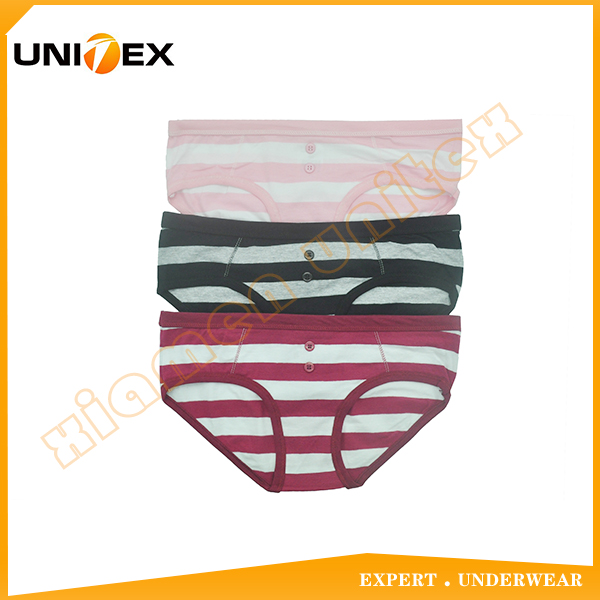 Women's Cotton Spandex Briefs Comfortable Breathable Underwear With Buttons Women's Striped Underwear