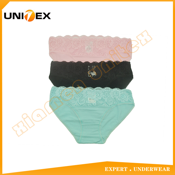Unitex Women Underwear Manufacture Cotton Spadex Boxer Briefs Underwear With Lace Trim