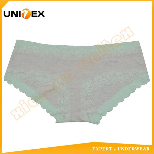 Cotton Fabric Underwear With Lace Waistband Underwear for Ladies
